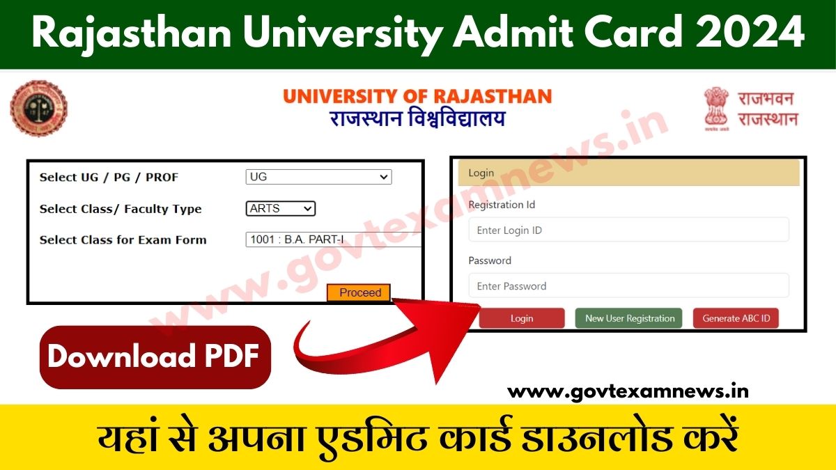 Rajasthan University BA BSC BCOM Admit Card 2024